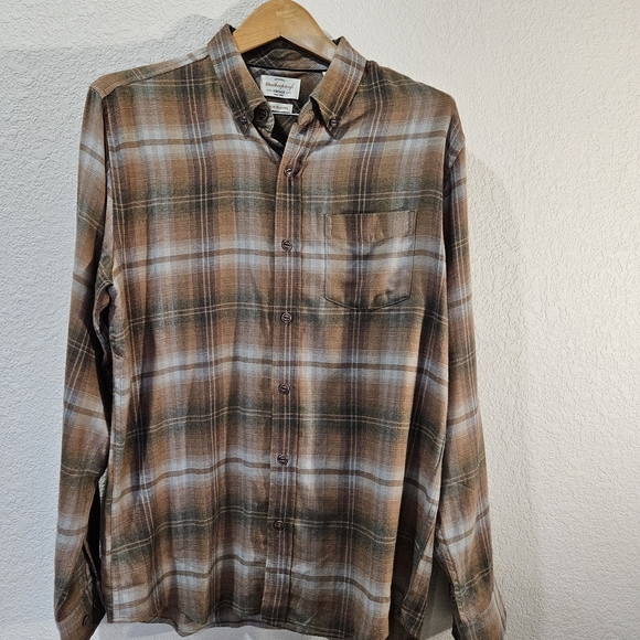 Weatherproof Vintage Shirt Mens Tan/Black Plaid Flannel Button Up Long Sleeve M - Picture 12 of 13